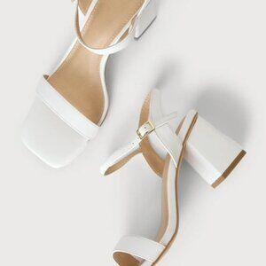 Jennah White Ankle Strap High Heel Sandals